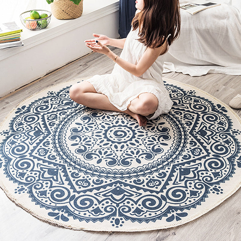Exotic Bohemian Rug Light-Color Mandala Carpet Pet Friendly Washable Area Rug for Living Room