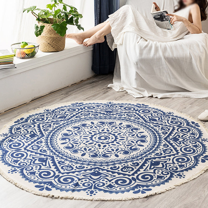Exotic Bohemian Rug Light-Color Mandala Carpet Pet Friendly Washable Area Rug for Living Room