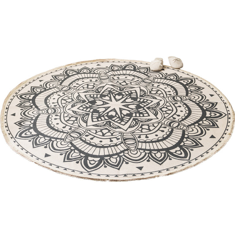 Boho Mandala Area Rug Multicolor Cotton Rug Pet Friendly Carpet for Bedroom