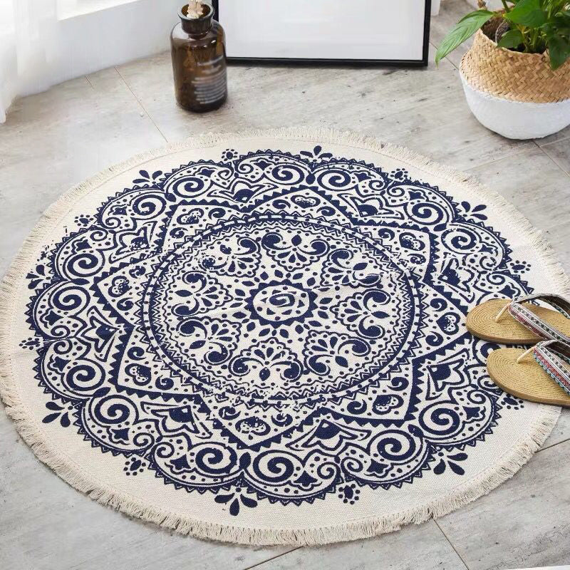 Bohemian Style Bedroom Rug Multicolored Geometric Carpet Cotton Pet Friendly Rug