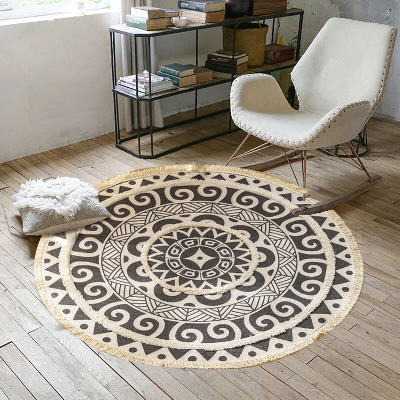 Chique bloemen binnen tapijt multi -gekleurde boho tapijt katoen wasbaar tapijt van woonkamer
