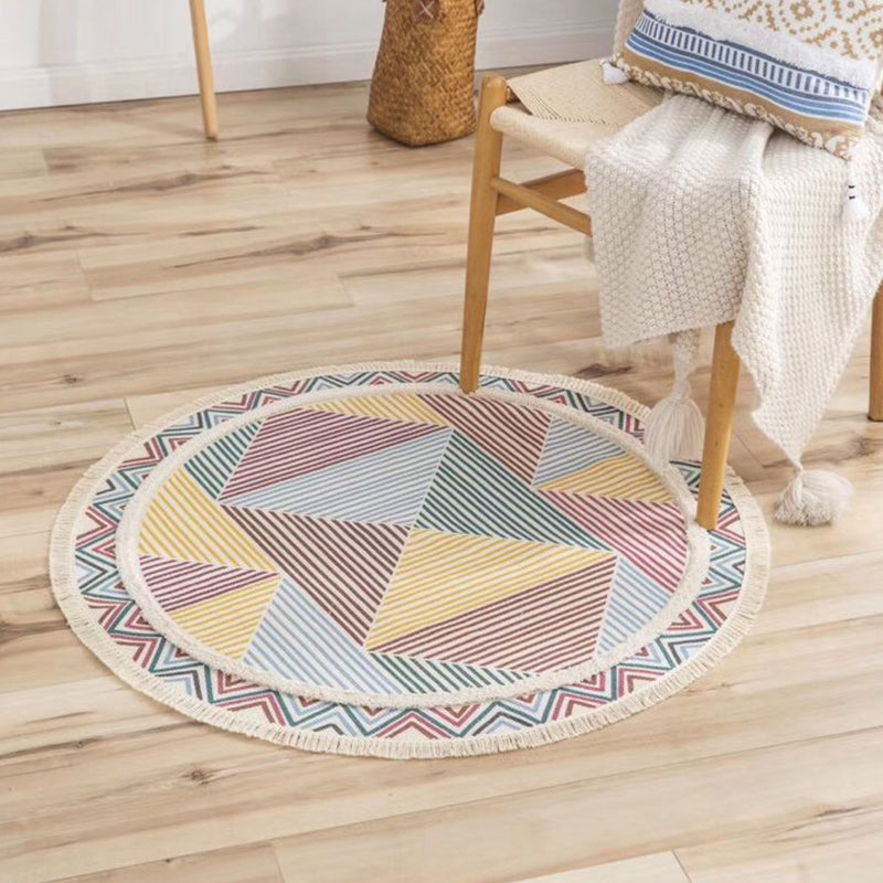 Chique bloemen binnen tapijt multi -gekleurde boho tapijt katoen wasbaar tapijt van woonkamer