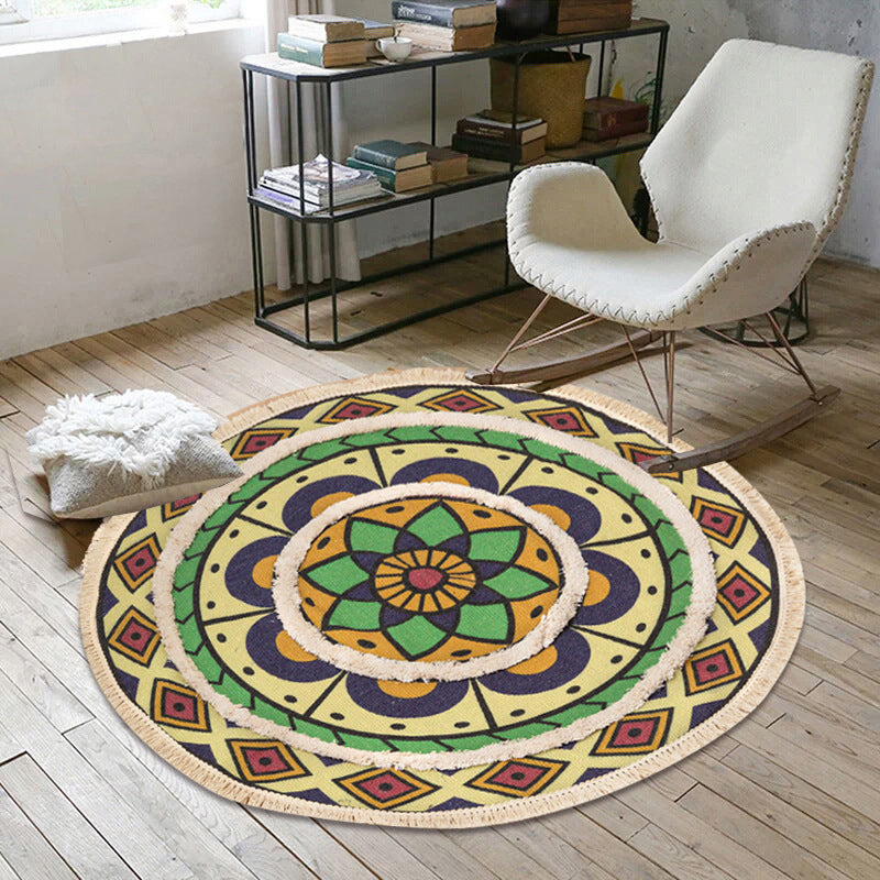 Chique bloemen binnen tapijt multi -gekleurde boho tapijt katoen wasbaar tapijt van woonkamer
