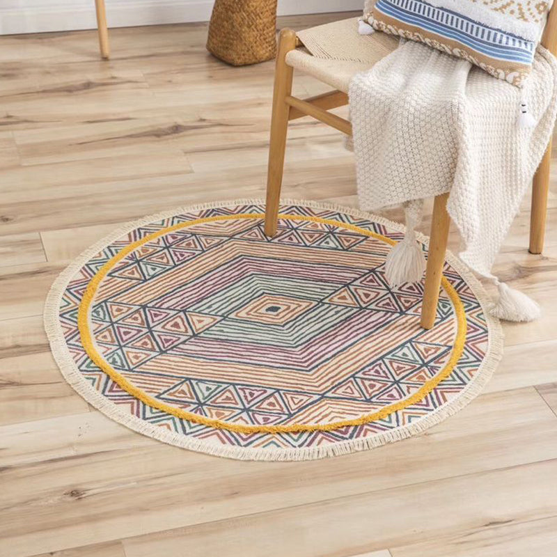 Chique bloemen binnen tapijt multi -gekleurde boho tapijt katoen wasbaar tapijt van woonkamer