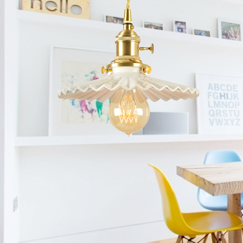 Sombra festoneada lámpara colgante de la sala del techo de techo de hierro