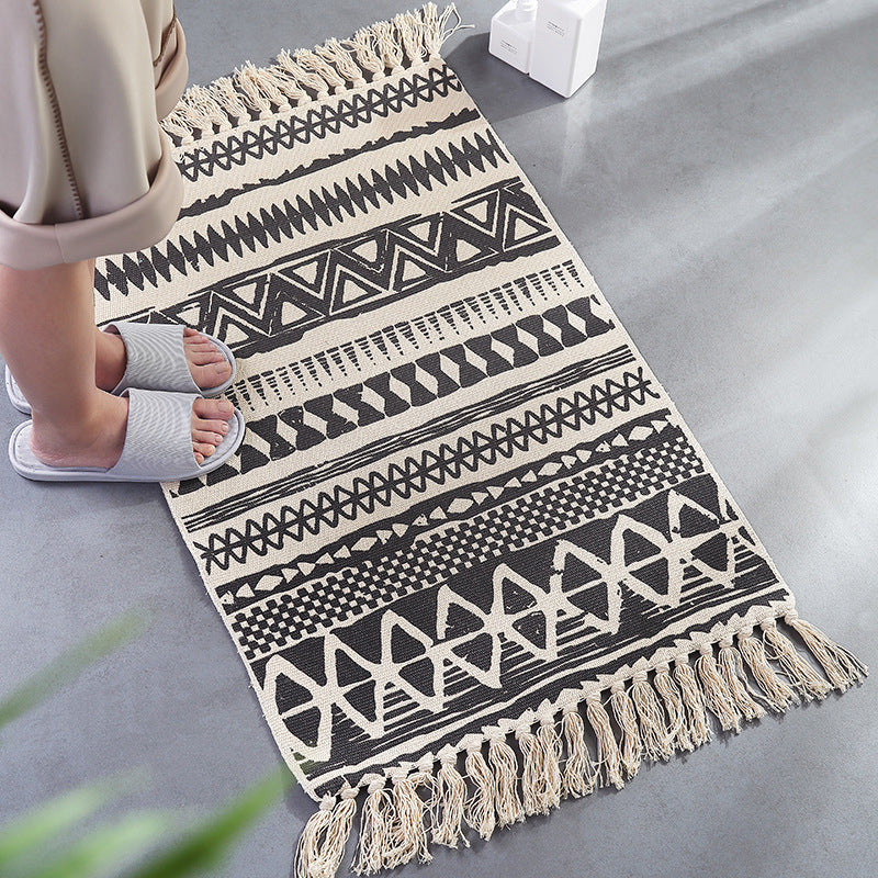 Alfombra de algodón sin costuras multicolor Algodón Algodón bohemio Área de área para mascotas para dormitorio