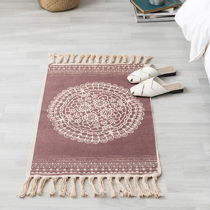 Alfombra de algodón sin costuras multicolor Algodón Algodón bohemio Área de área para mascotas para dormitorio