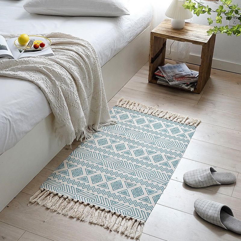 Alfombra de algodón sin costuras multicolor Algodón Algodón bohemio Área de área para mascotas para dormitorio