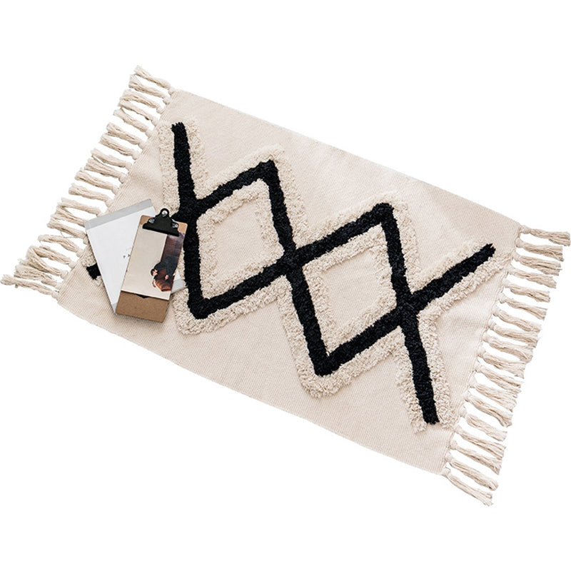 Bohemian Rhombus Indoor Teppich Multi -Farb -Baumwollteppich Haustierfreundlicher Raum Teppich für Zuhause