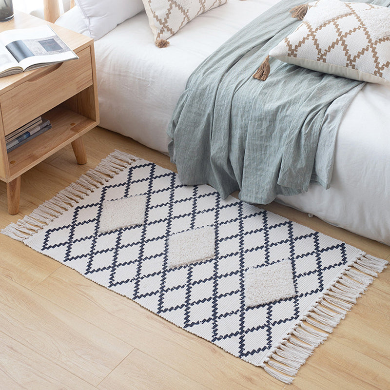 Bohemian Rhombus Indoor Teppich Multi -Farb -Baumwollteppich Haustierfreundlicher Raum Teppich für Zuhause
