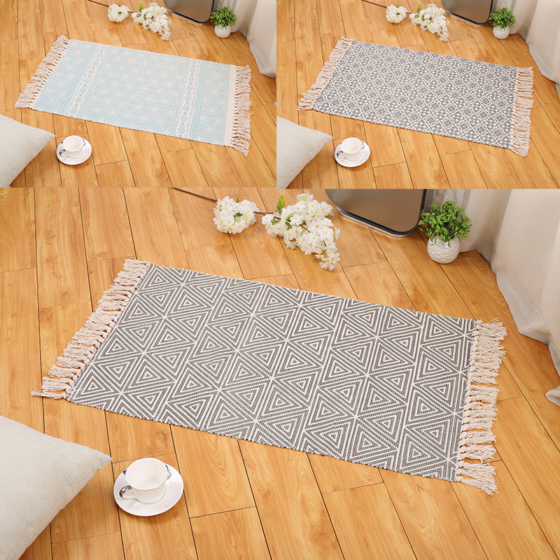 Boho Wohnzimmerbereich Teppich Multifarbene geometrische gemusterte geflochtene Teppichblatt Teppich