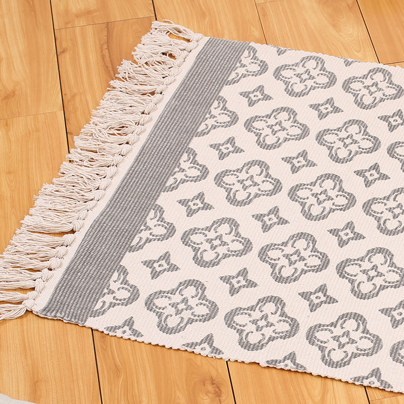 Boho Living Room Area Rug Multi Colored Geometric Patterned Braided Rug Cotton Machine Washable Carpet