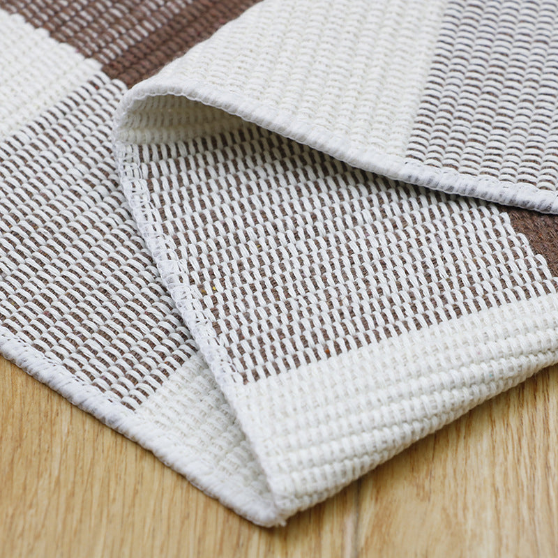 Classic Buffalo Plaid Rug Brown Funky Carpet Cotton Machine Washable Rug for Bedroom