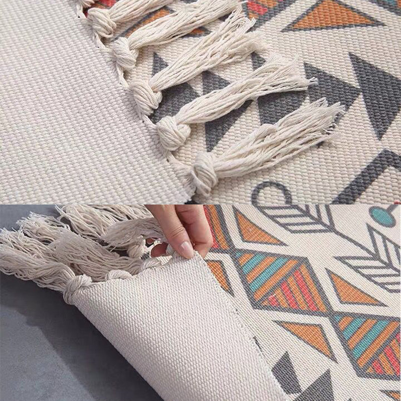 Alfombra de estampado multicolor estético Algodón Algodón Bohemia Alfombra alfombra amigable para mascotas para dormitorio