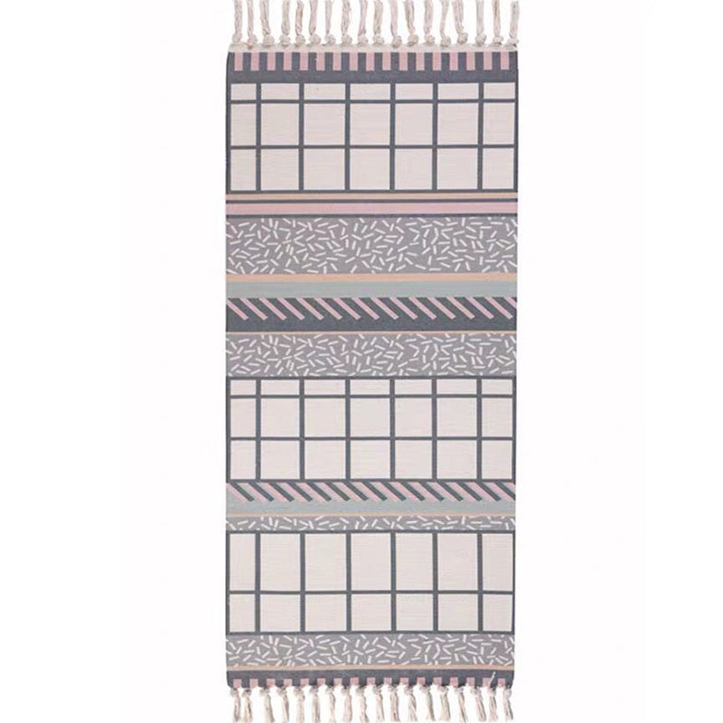 Alfombra de estampado multicolor estético Algodón Algodón Bohemia Alfombra alfombra amigable para mascotas para dormitorio