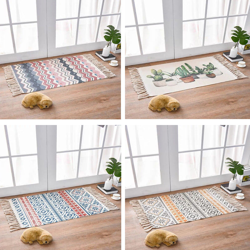 Tapis bohème décoratif Tapis de tapis tribal multi-couleurs tapis amical pour animaux de compagnie avec gland pour la porte