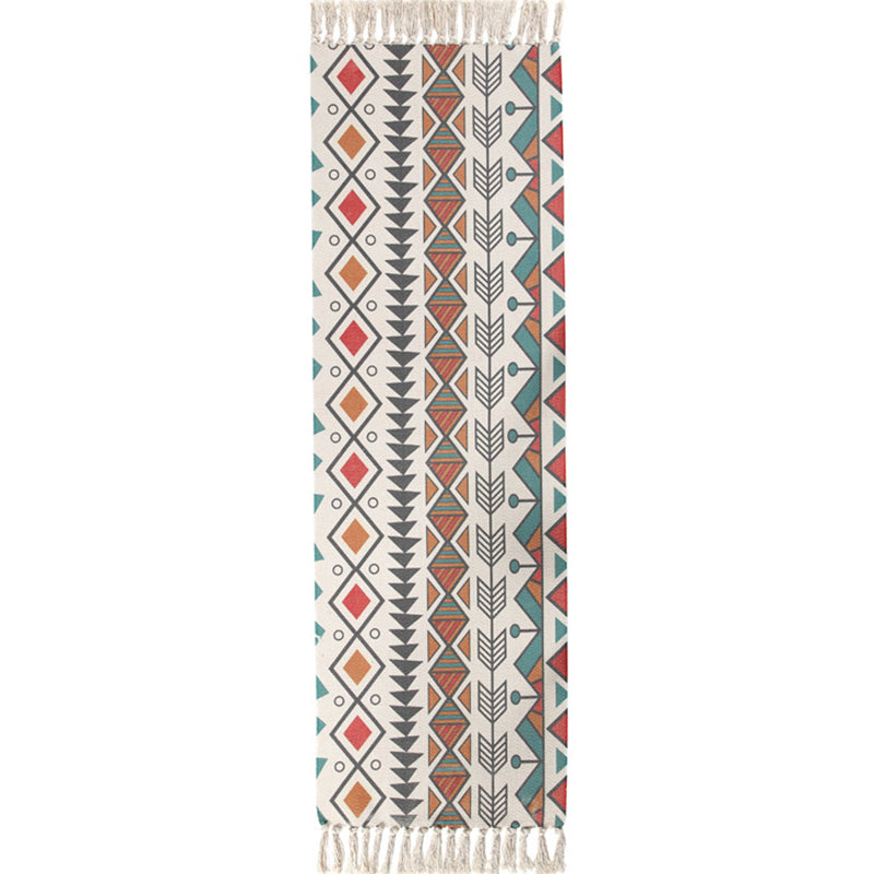 Multi Color Funky Rug Cotton Geometric Shapes Rug Pet Friendly Machine Washable Carpet for Bedroom