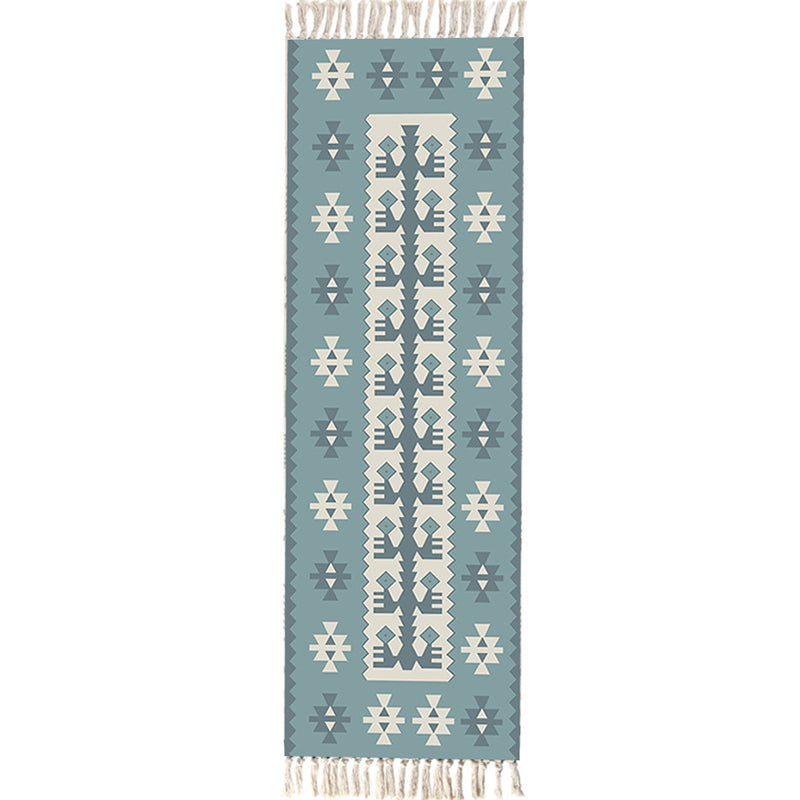 Multi Color Funky Rug Cotton Geometric Shapes Rug Pet Friendly Machine Washable Carpet for Bedroom