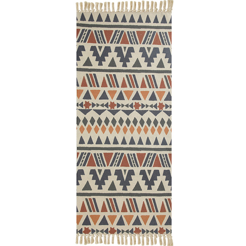Multi Color Funky Rug Cotton Geometric Shapes Rug Pet Friendly Machine Washable Carpet for Bedroom