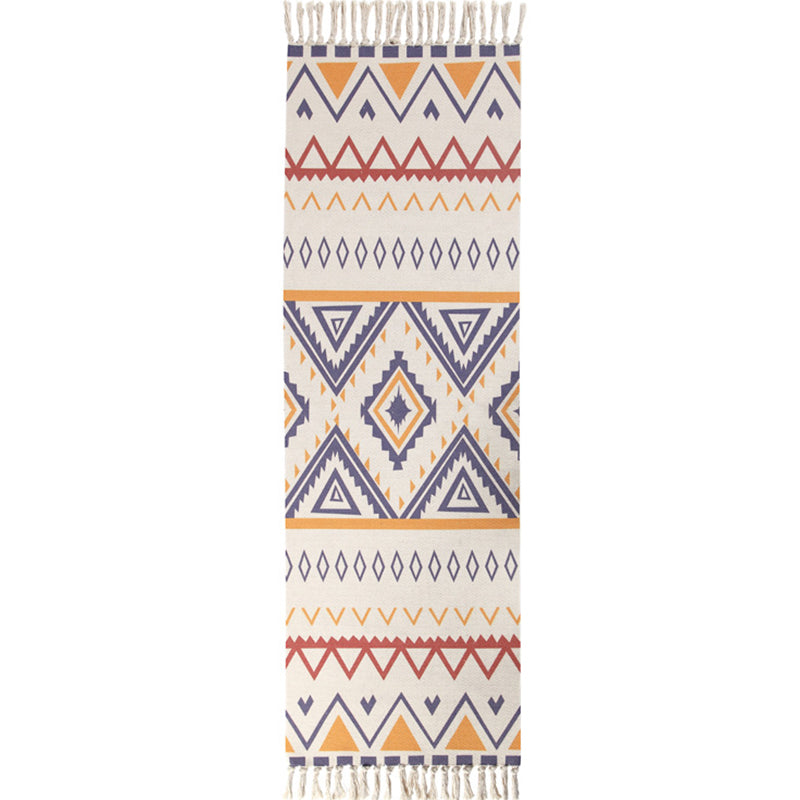Multi Color Funky Rug Cotton Geometric Shapes Rug Pet Friendly Machine Washable Carpet for Bedroom