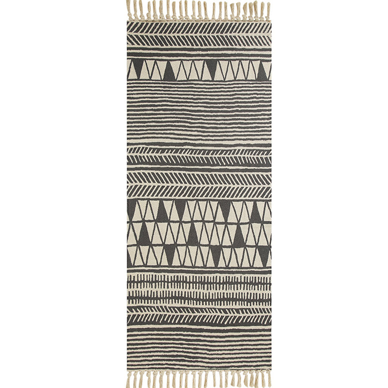 Multi Color Funky Rug Cotton Geometric Shapes Rug Pet Friendly Machine Washable Carpet for Bedroom
