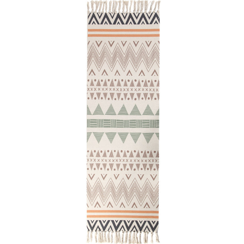 Multi Color Funky Rug Cotton Geometric Shapes Rug Pet Friendly Machine Washable Carpet for Bedroom