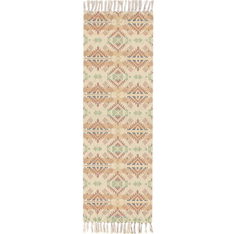Multi Color Funky Rug Cotton Geometric Shapes Rug Pet Friendly Machine Washable Carpet for Bedroom