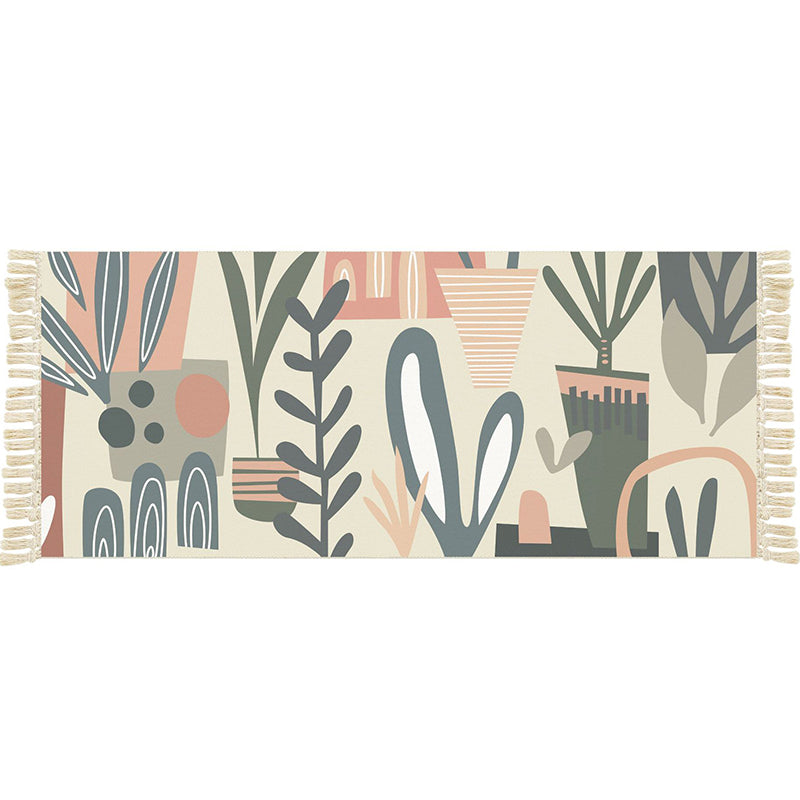 Multi Color Funky Rug Cotton Geometric Shapes Rug Pet Friendly Machine Washable Carpet for Bedroom