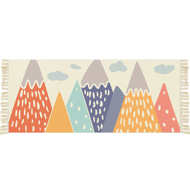 Multi Color Funky Rug Cotton Geometric Shapes Rug Pet Friendly Machine Washable Carpet for Bedroom