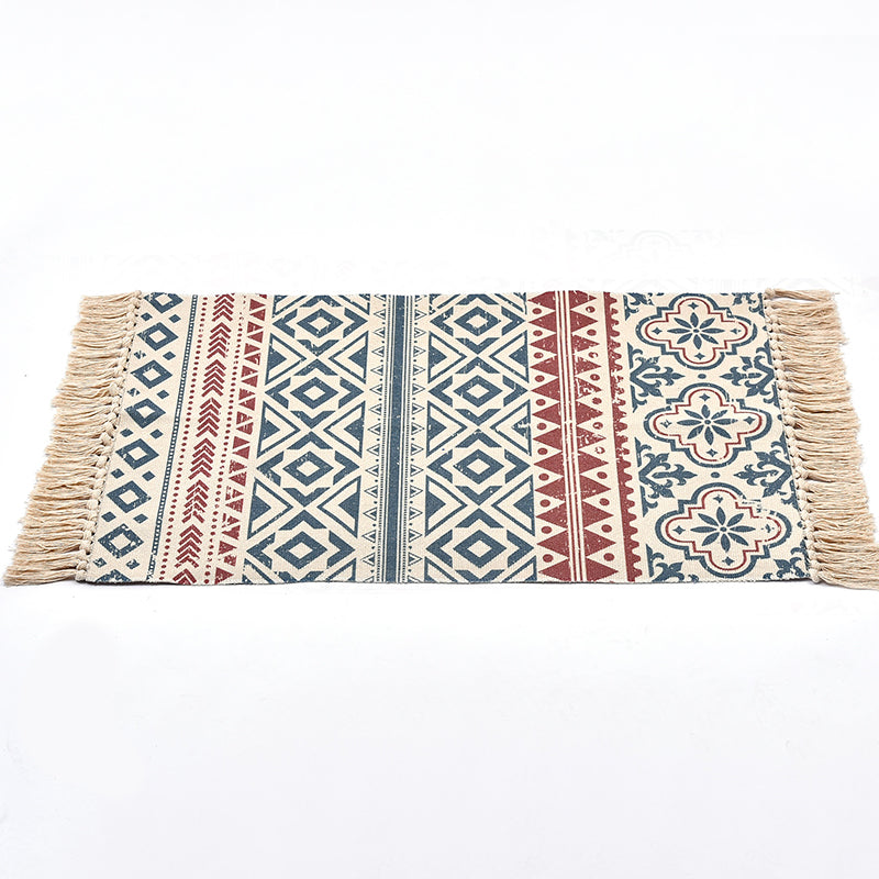 Retro -Türteppich mehrfarbiger Blumenteppich Polyester Haustierfreundlicher Teppich mit Quastenverkleidung