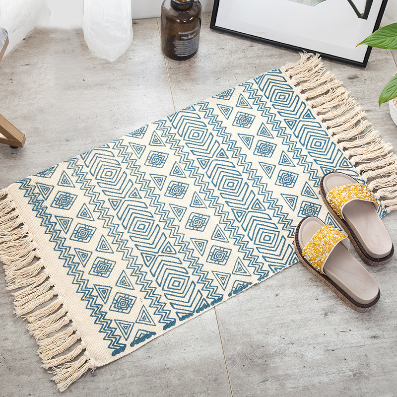 Alfombra de hoja de palma multicolor Algodón bohemia alfombra lavable alfombra para habitación