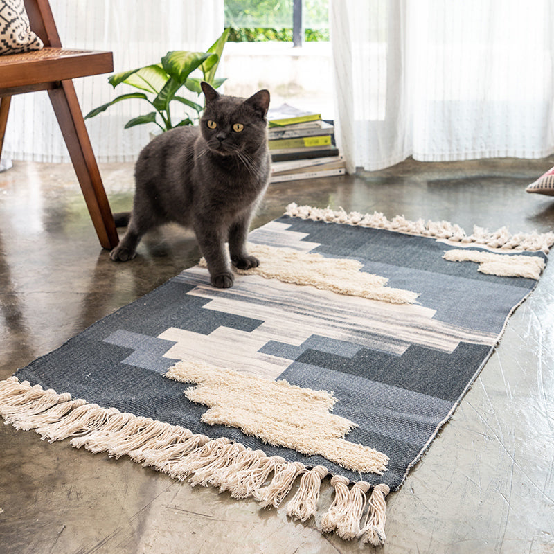 Creative Shiplap Rug Multi-Color Boho Chic Rug Cotton Pet Friendly Rug for Home
