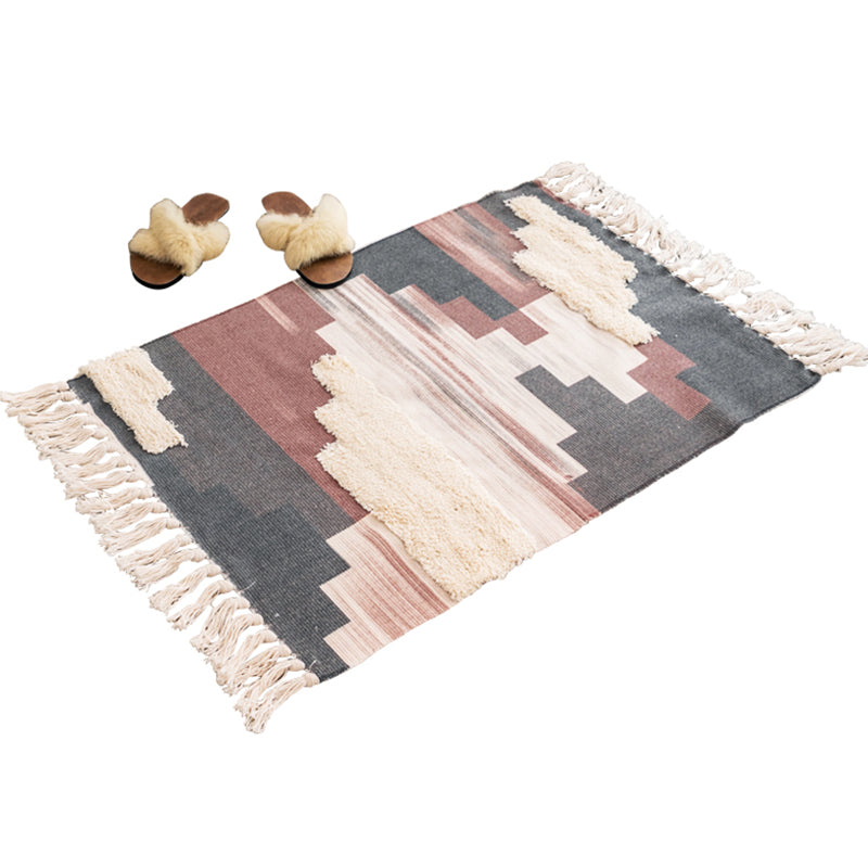 Creative Shiplap Rug Multi-Color Boho Chic Rug Cotton Pet Friendly Rug for Home