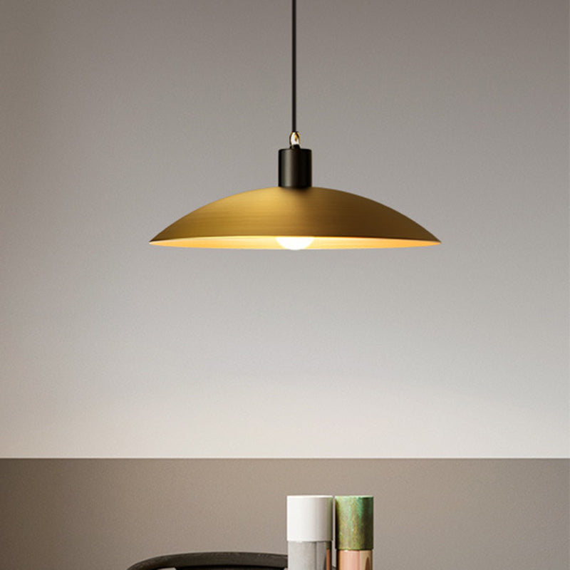 10"/12" Wide Dome Restaurant Ceiling Light Industrial Wrought Iron 1-Light Brass Hanging Pendant Light