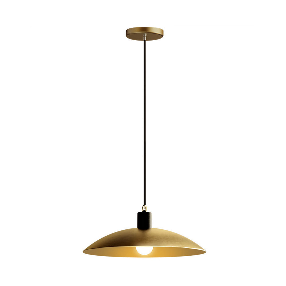 10"/12" Wide Dome Restaurant Ceiling Light Industrial Wrought Iron 1-Light Brass Hanging Pendant Light