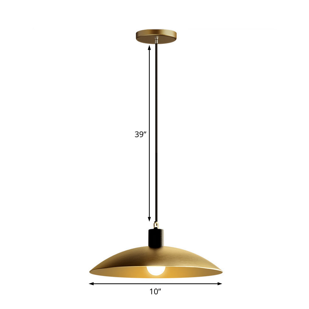 10"/12" Wide Dome Restaurant Ceiling Light Industrial Wrought Iron 1-Light Brass Hanging Pendant Light