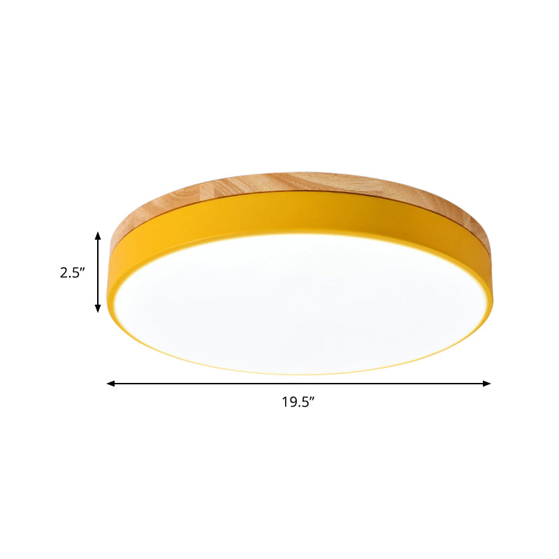 Lámpara de techo acrílica para dormitorio infantil, luz de techo circular delgada de color caramelo, Macaron Loft