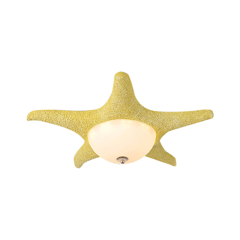 Starfish Kid Bedroom Flush Mount Light Resin Nordic Stylish Ceiling Fixture