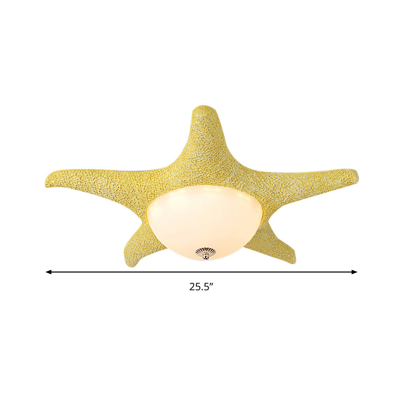 Starfish Kid Bedroom Flush Mount Light Resin Nordic Stylish Ceiling Fixture