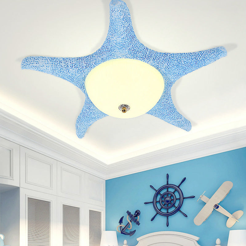 Starfish Kid Bedroom Flush Mount Light Resin Nordic Stylish Ceiling Fixture