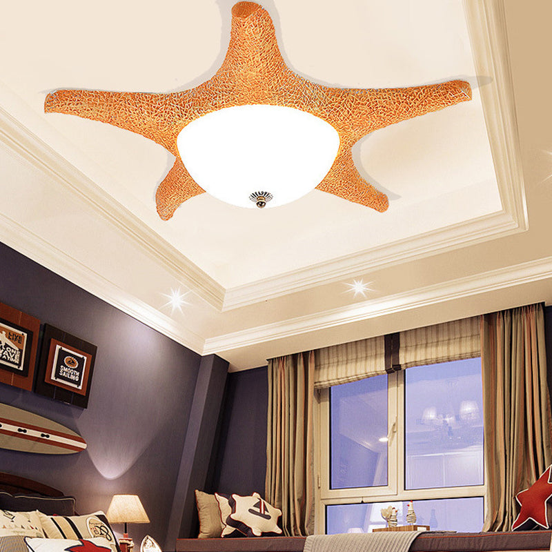 Starfish Kid Bedroom Flush Mount Light Resin Nordic Stylish Ceiling Fixture