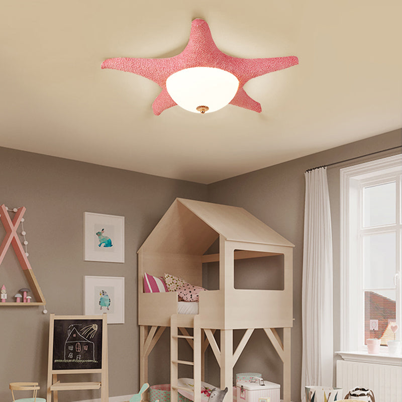 Starfish Kid Bedroom Flush Mount Light Resin Nordic Stylish Ceiling Fixture
