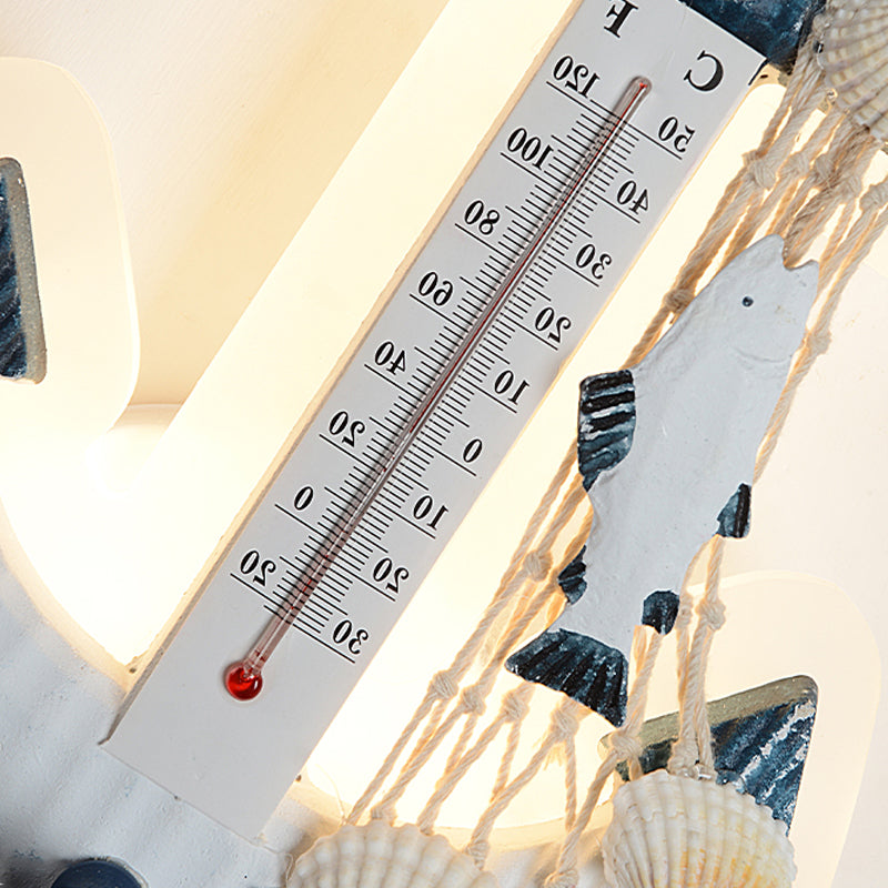 Modern Anchor Wall Light with Thermometer Acrylic White Sconce Light for Living Room