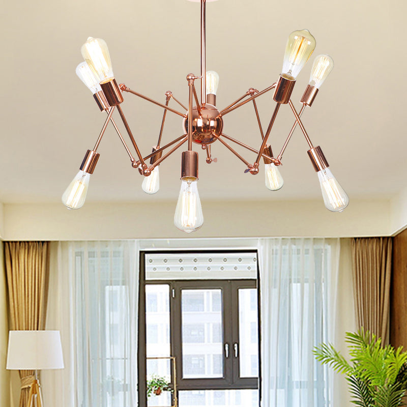 Cobre Sputnik Candelier de metal rústico 6/8/10 luces de luz colgante de interior lámpara