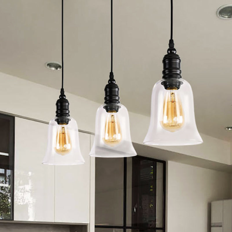 Tombra de vidrio transparente Globe/Bell 1 Luz de lámpara industrial de 1 luz para la cocina