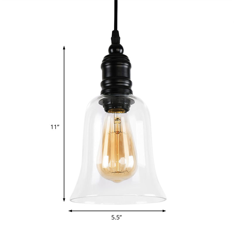 Tombra de vidrio transparente Globe/Bell 1 Luz de lámpara industrial de 1 luz para la cocina
