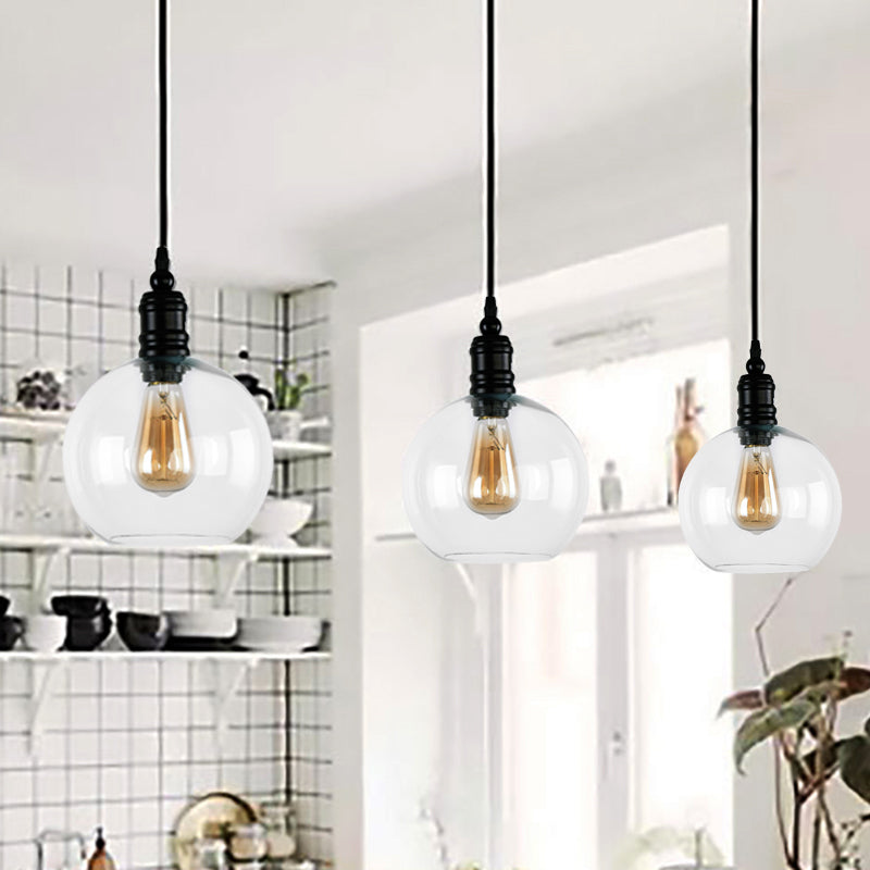 Tombra de vidrio transparente Globe/Bell 1 Luz de lámpara industrial de 1 luz para la cocina
