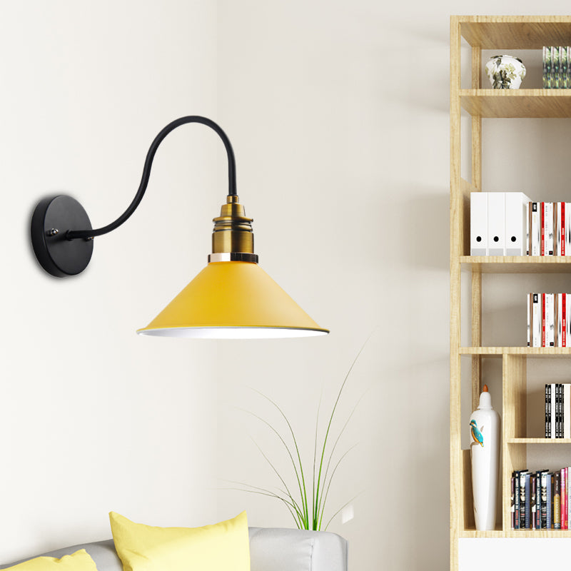 1 Licht anheizt Beleuchtung Industrial Metallkegel Bronze/Schwarz/weiße Hängelampe für Innenräume mit gebogenem Arm