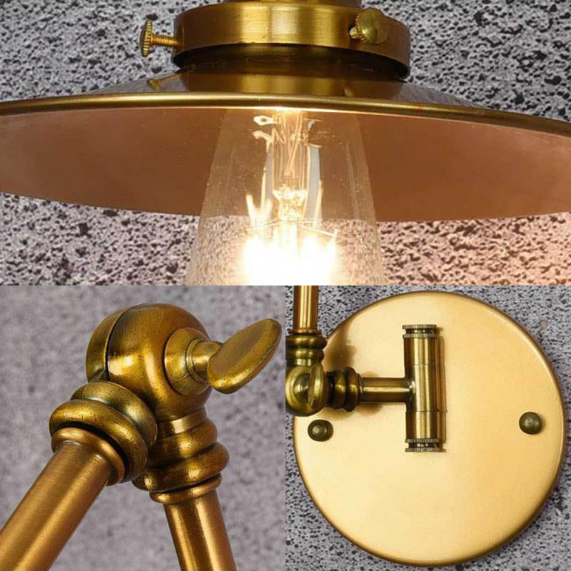 Metal Brass Sconce Light Wide Flare 1-Light Industrial Wall Mounted Light for Dining Room