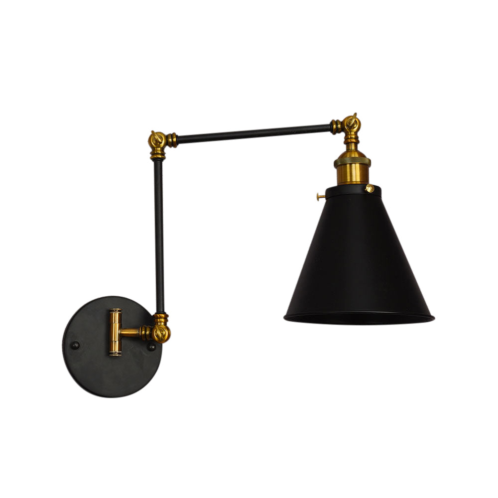 Schwarz One Leuchte Licht Industrial Metallkegel Schatten Wandbeleuchtung für Wohnzimmer